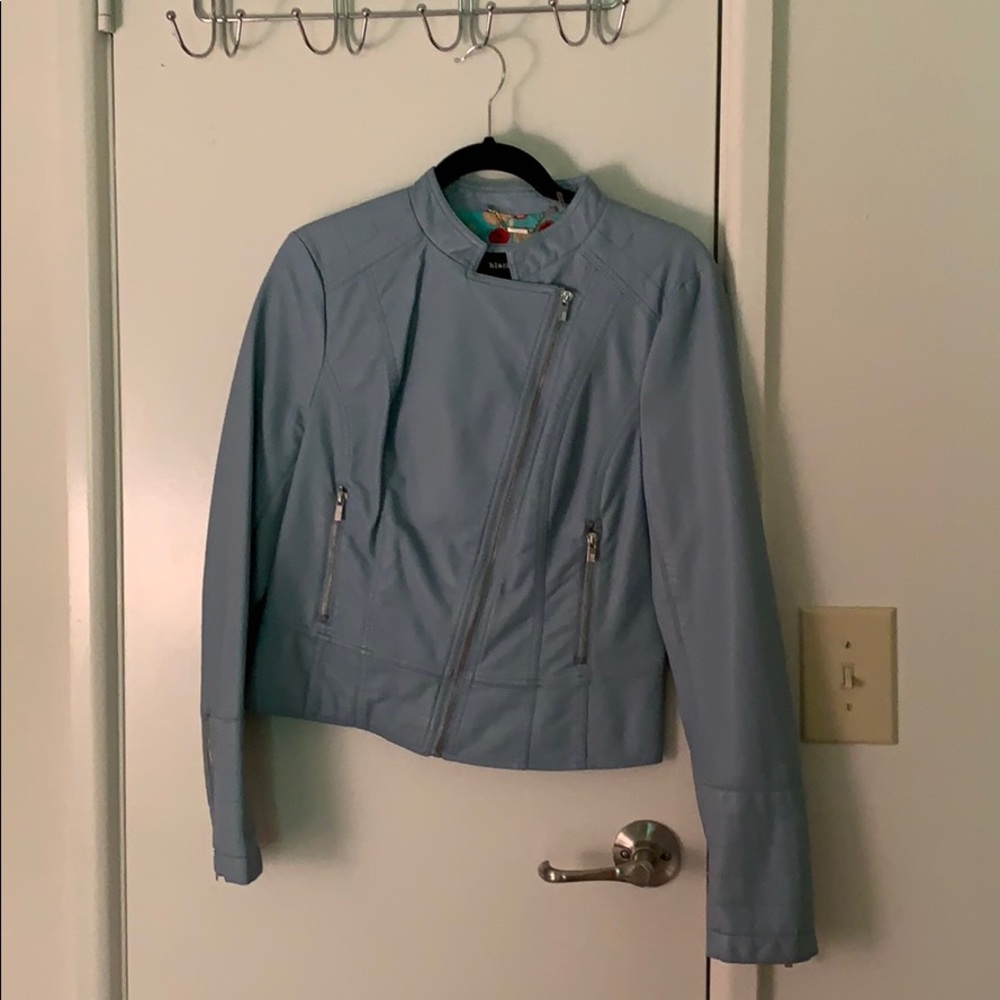 Powder blue leather jacket